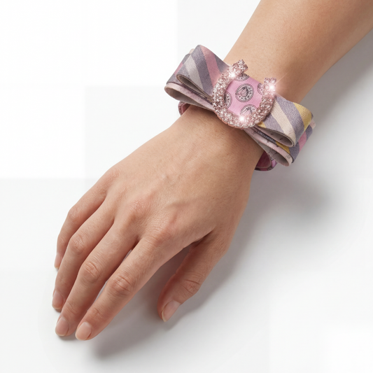 Horseshoe Vintage Silk Necktie Cuff Bracelet