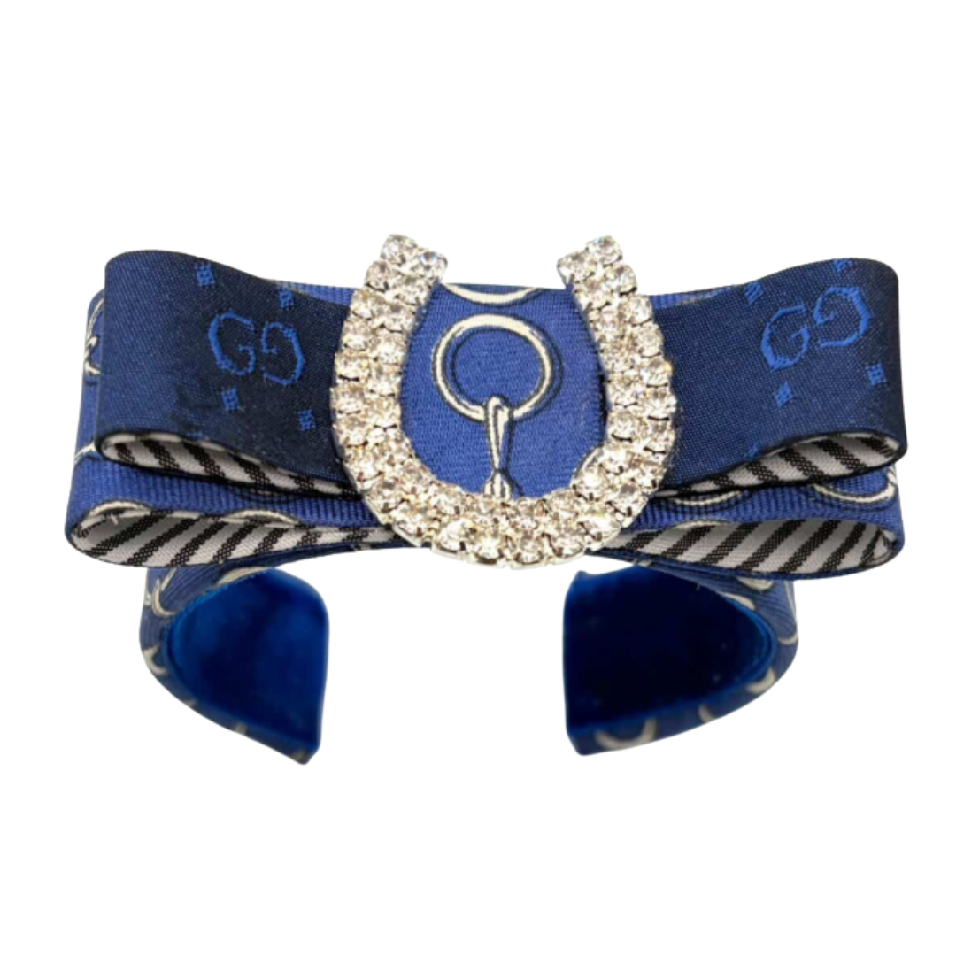 GG Equestrian Vintage Silk Necktie Cuff Bracelet
