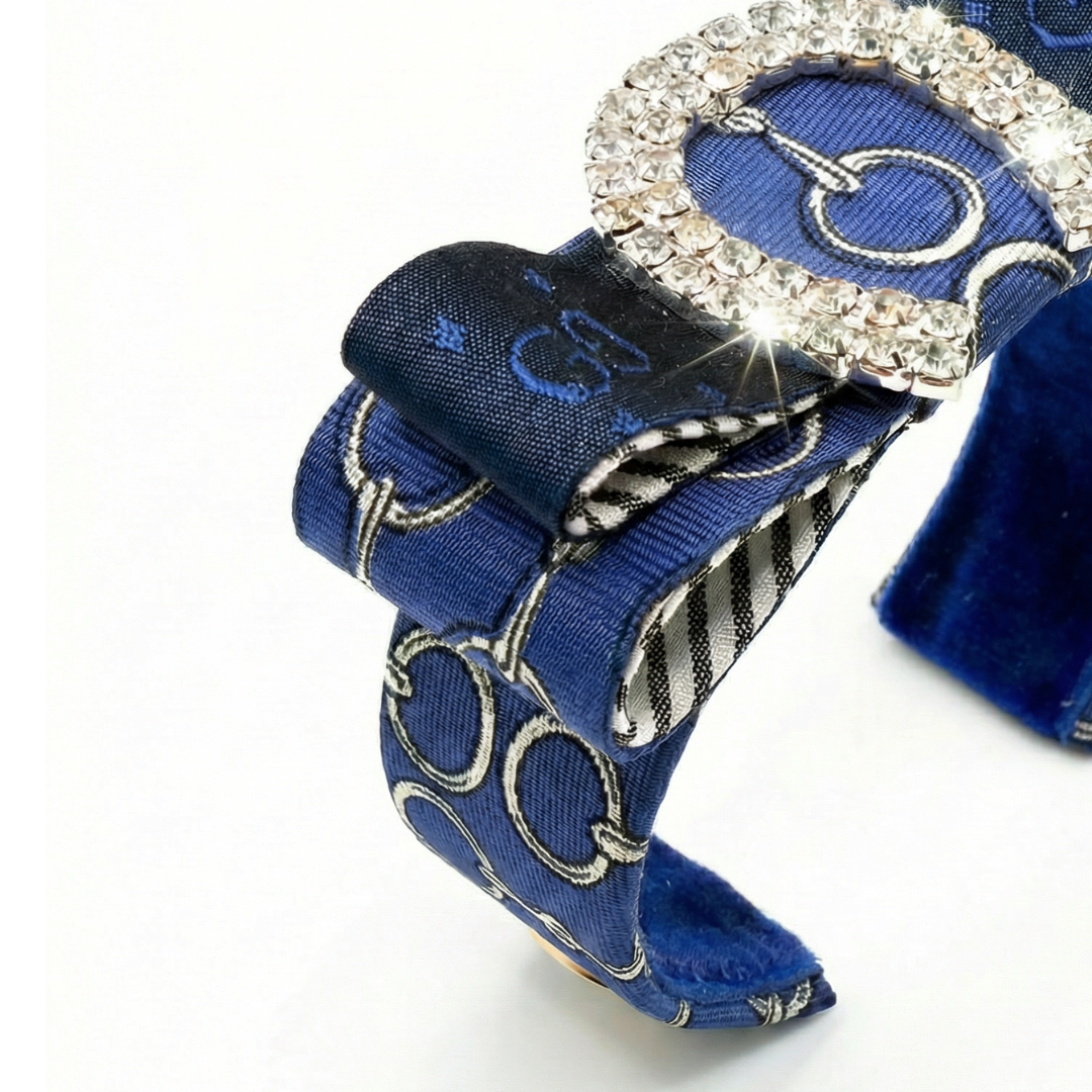 GG Equestrian Vintage Silk Necktie Cuff Bracelet