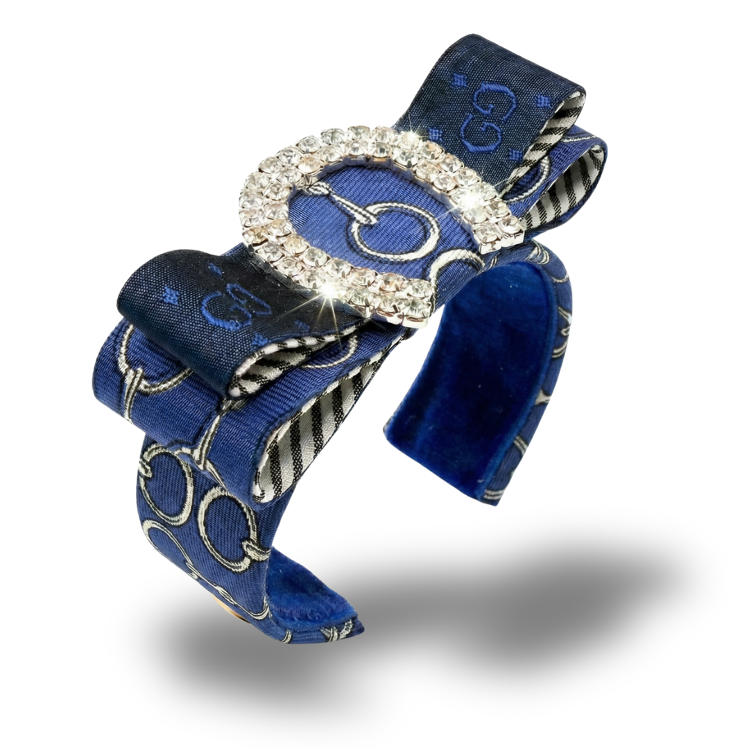 GG Equestrian Vintage Silk Necktie Cuff Bracelet