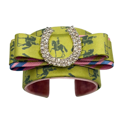Equestrian Horseshoe Vintage Silk Necktie Cuff Bracelet
