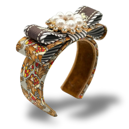 Jockey Pattern Vintage Silk Necktie Cuff Bracelet