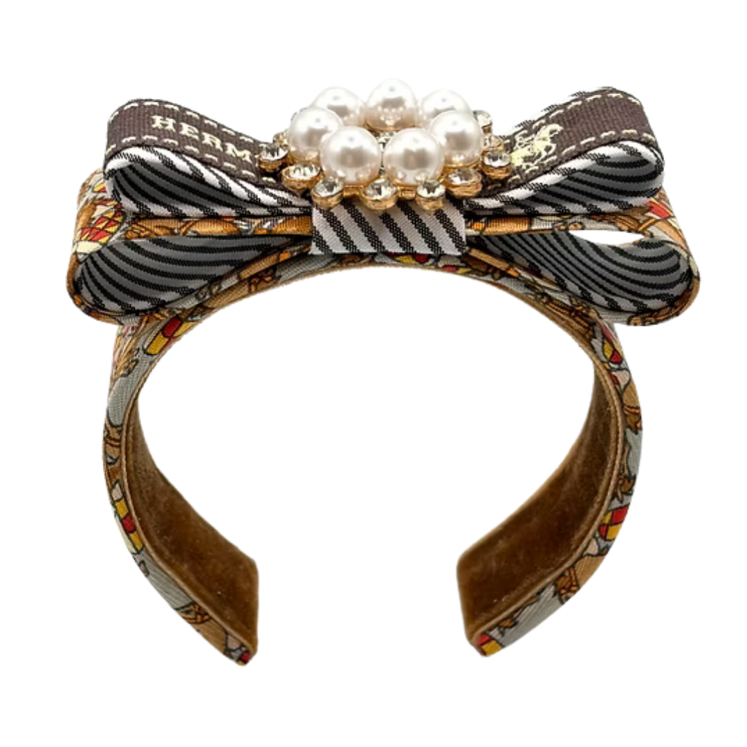 Jockey Pattern Vintage Silk Necktie Cuff Bracelet