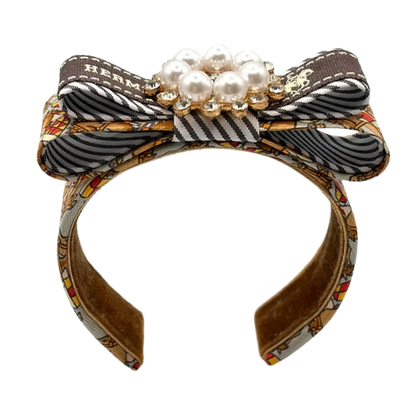 Jockey Pattern Vintage Silk Necktie Cuff Bracelet