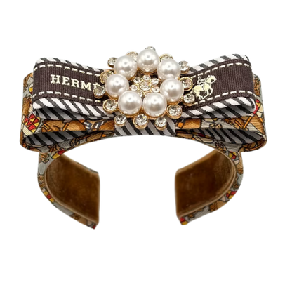 Jockey Pattern Vintage Silk Necktie Cuff Bracelet