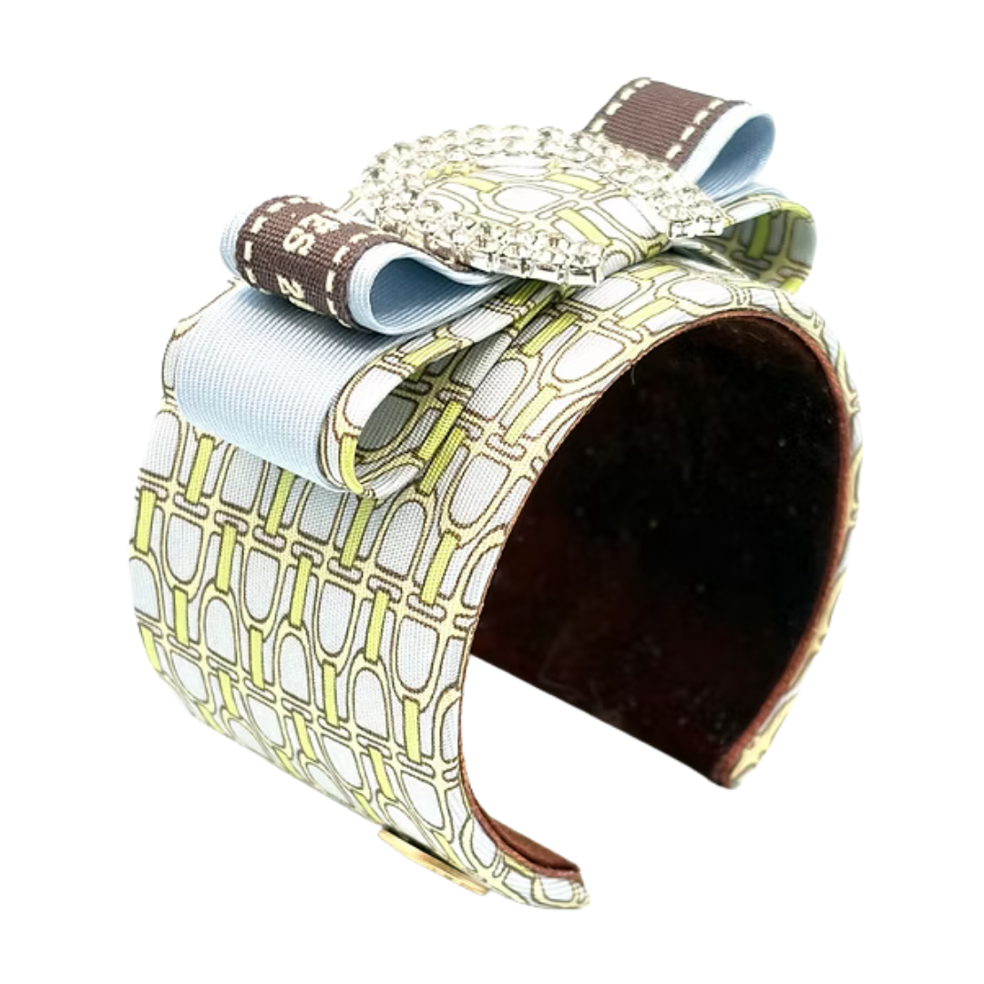 Stirrup Vintage Silk Necktie Cuff Bracelet