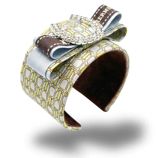 Stirrup Vintage Silk Necktie Cuff Bracelet