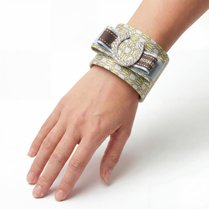 Stirrup Vintage Silk Necktie Cuff Bracelet