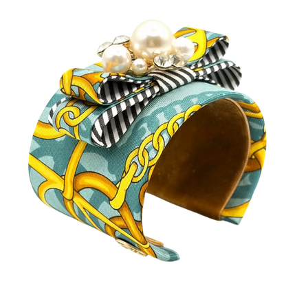 Equestrian Silk Necktie Cuff Bracelet