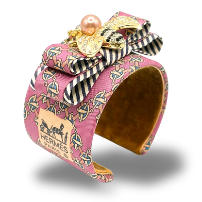 Novelty Print Bumblebee Silk Necktie Cuff Bracelet