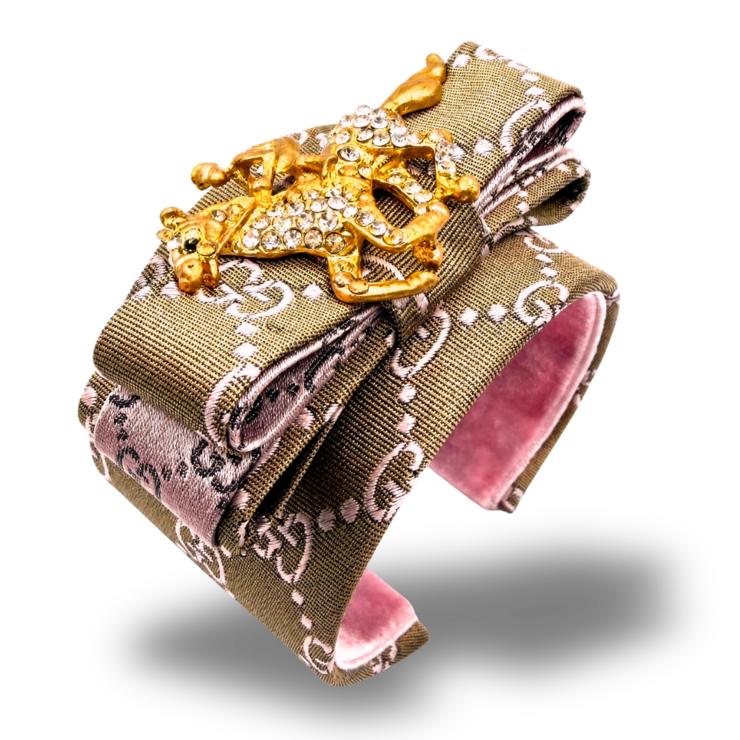 GG Jockey Vintage Silk Necktie Cuff Bracelet