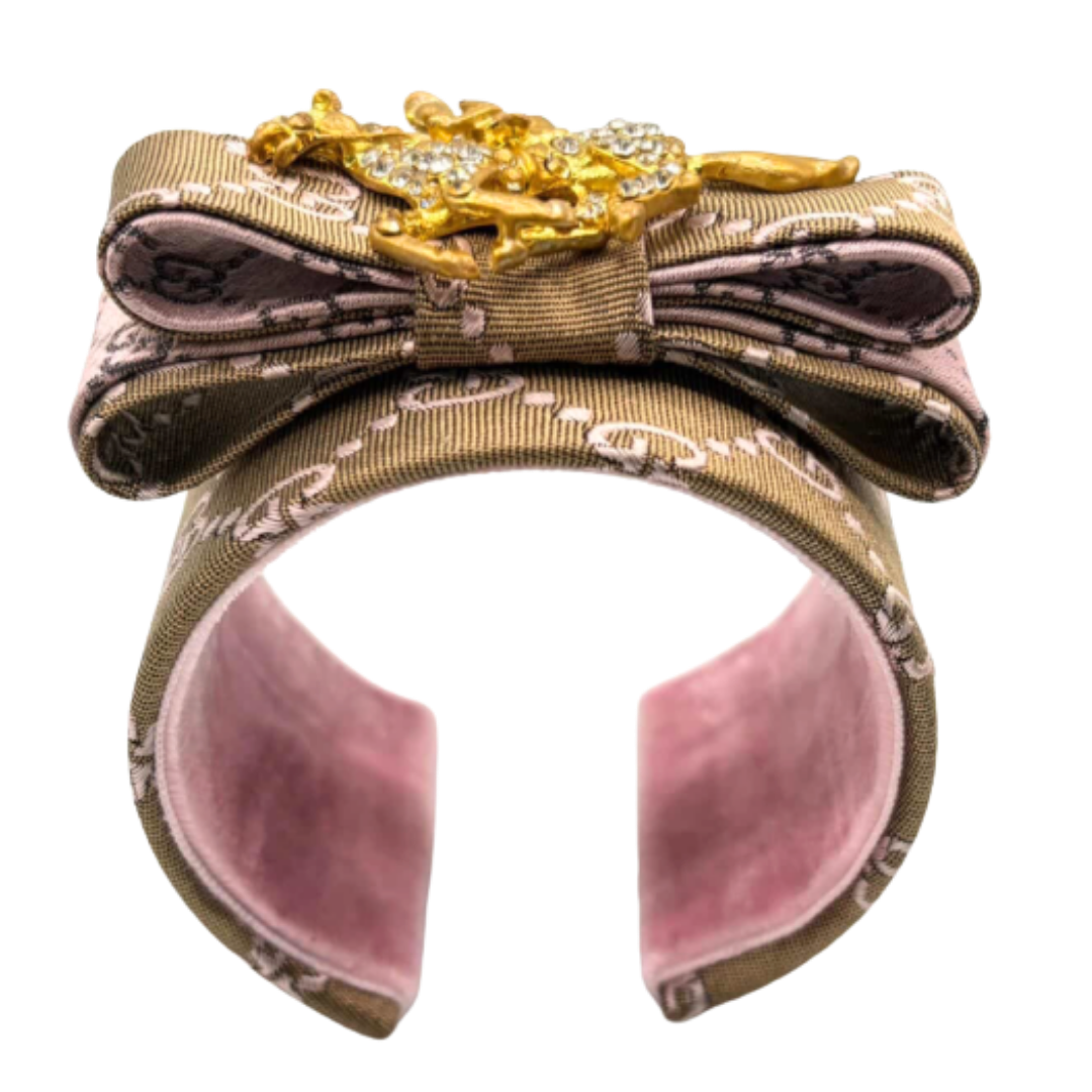 GG Jockey Vintage Silk Necktie Cuff Bracelet