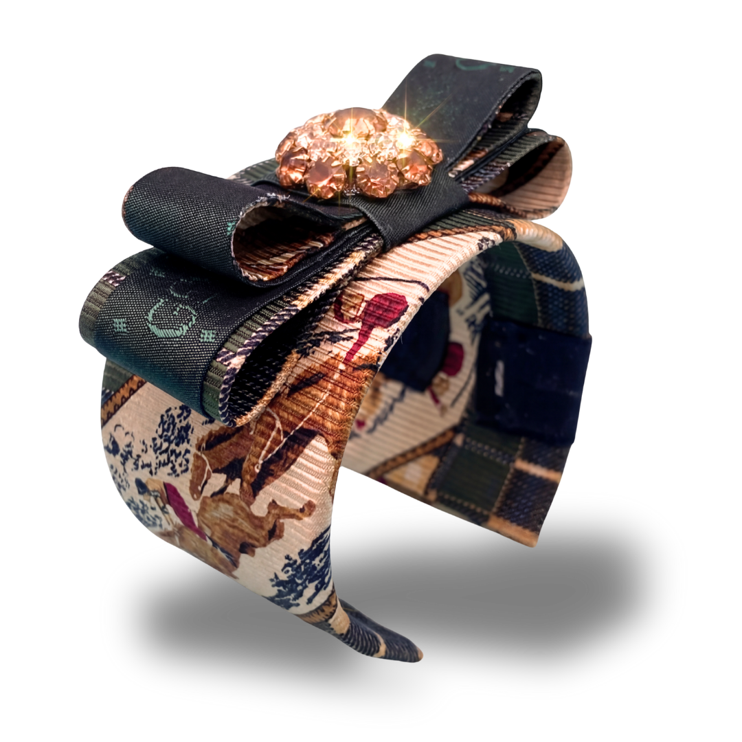 GG Equestrian Vintage Silk Necktie Cuff Bracelet