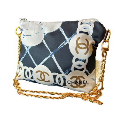 CC Logo Camellia Noir Vintage Scarf Crossbody Bag