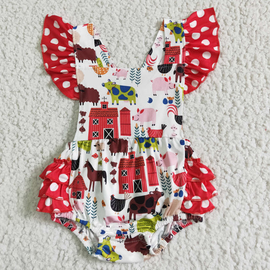 Girl Farm Red Dot Romper