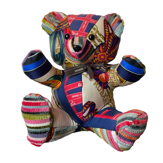Vintage Silk Scarf Tender Teddy Bear
