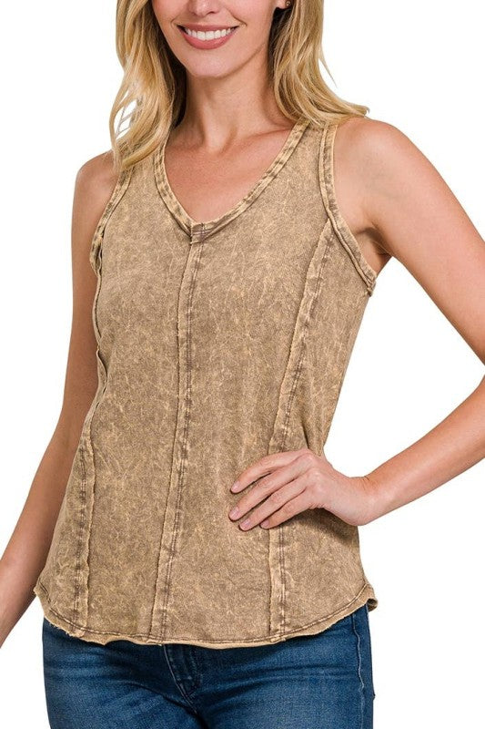 Zenana Women’s Crinkle Washed Terry Top – Relaxed Fit, Raw Hem