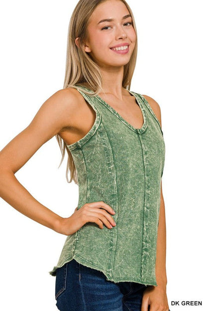 Zenana Women’s Crinkle Washed Terry Top – Relaxed Fit, Raw Hem