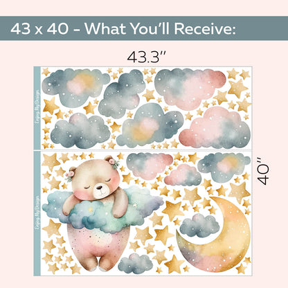 Kids Wall Decal Cute Sleepy Bear Wall Sticker