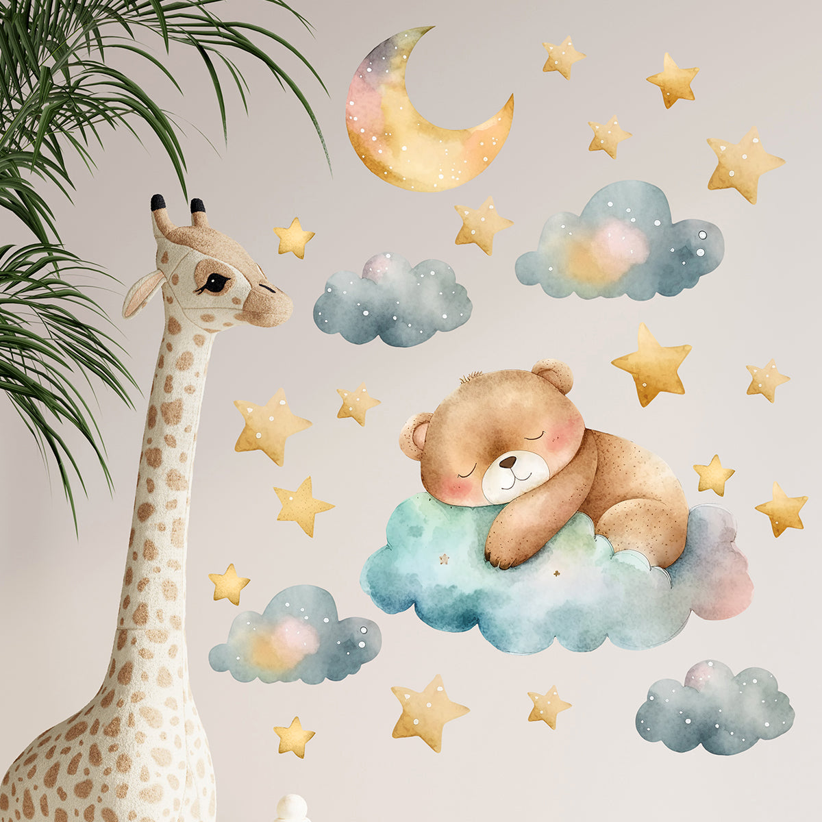 Kids Wall Decal Cute Sleepy Bear Wall Sticker