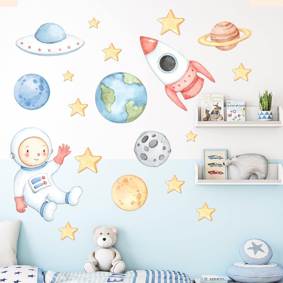 Kids Wall Decal Space Themed Wall Sticker Set