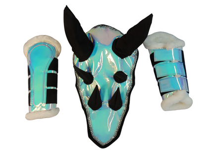 Dragon Saddle Pad, Ear Bonnet & Horse Boot Set, Breathable Shock-Absorbing Equestrian Gear