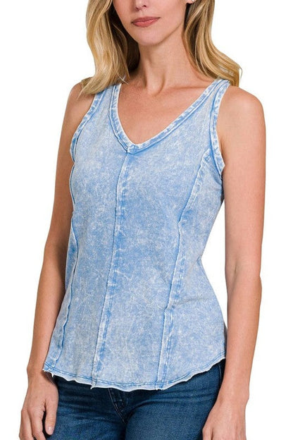 Zenana Women’s Crinkle Washed Terry Top – Relaxed Fit, Raw Hem