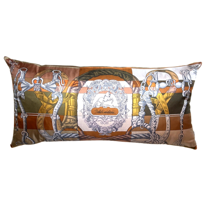 Della Cavalleria Vintage Silk Scarf Lumbar Pillows 35"