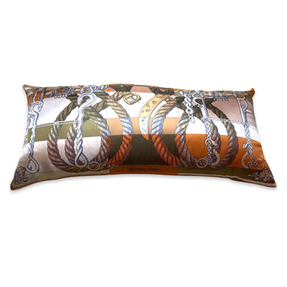 Della Cavalleria Vintage Silk Scarf Lumbar Pillows 35"