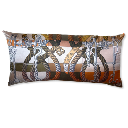 Della Cavalleria Vintage Silk Scarf Lumbar Pillows 35"