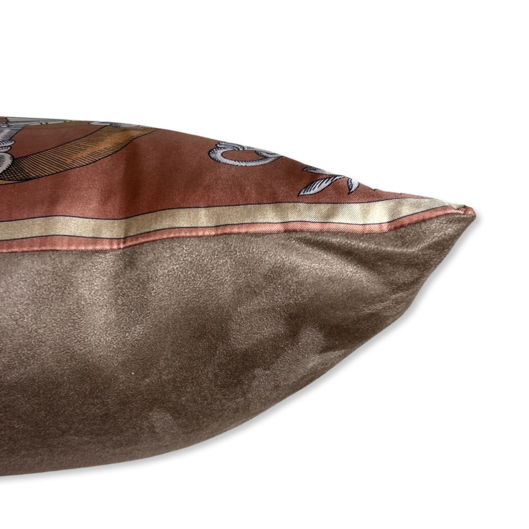 Della Cavalleria Vintage Silk Scarf Lumbar Pillows 35"
