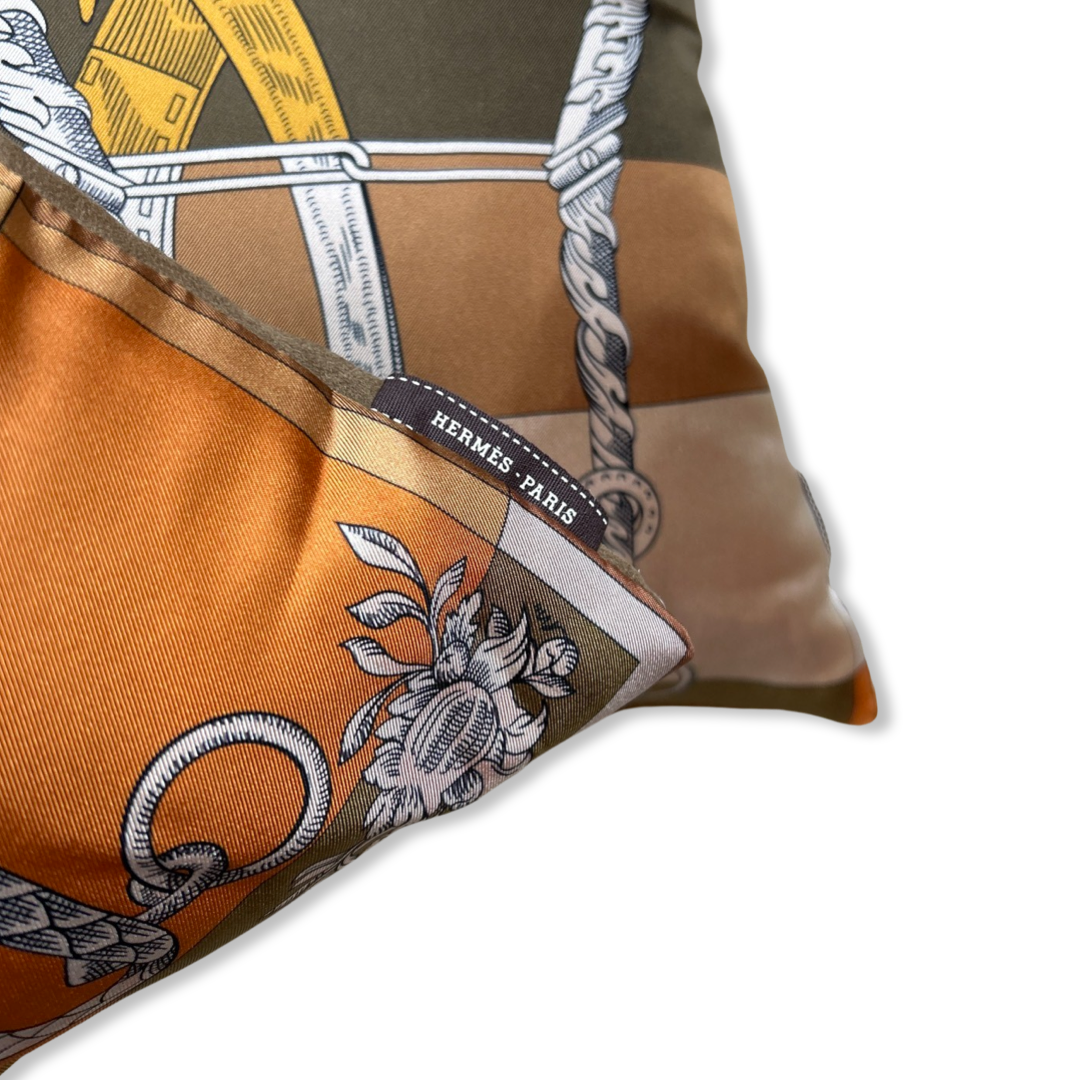 Della Cavalleria Vintage Silk Scarf Lumbar Pillows 35"