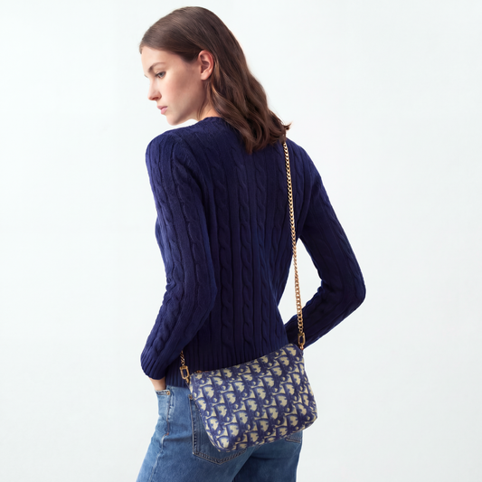 Trotter Blue Vintage Silk Scarf Crossbody Bag