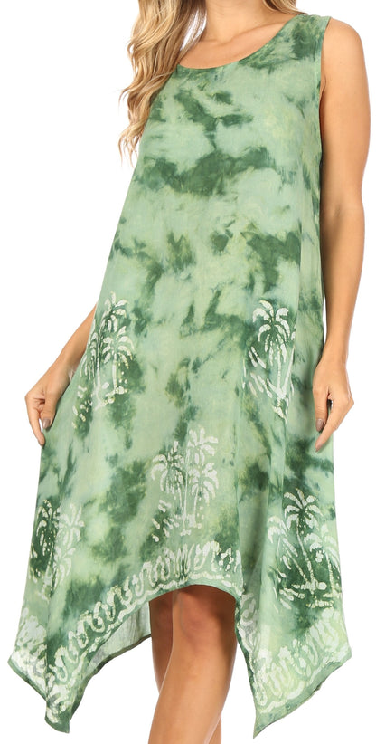 Sakkas Tinna Women's Casual Sleeveless Tank Flare Midi Boho Print Dress Cover-up