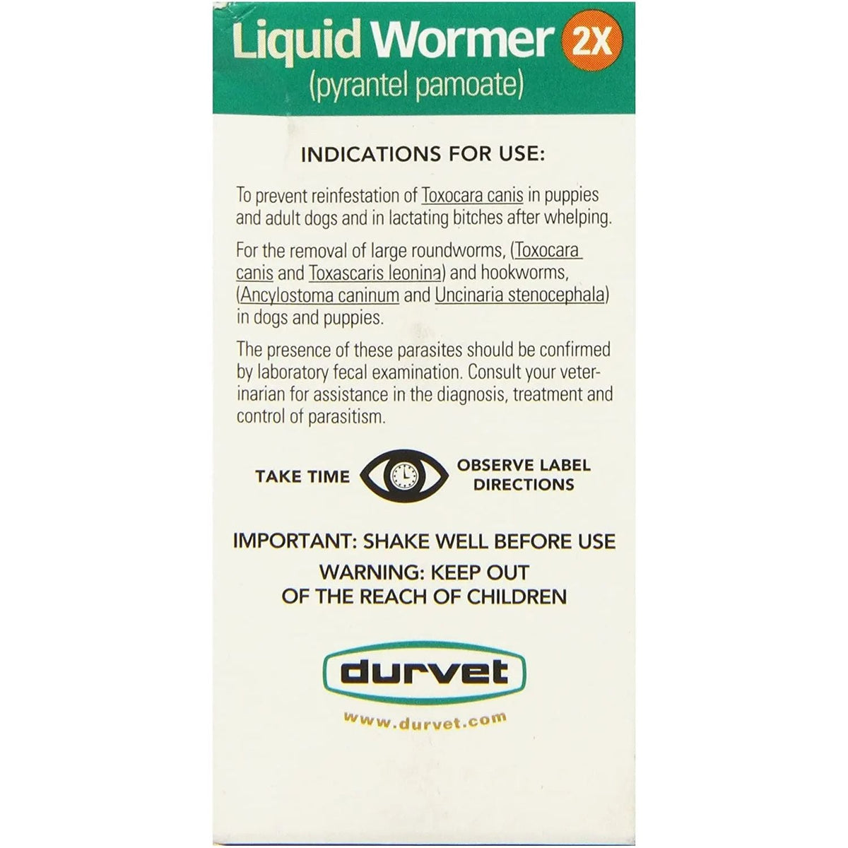 Durvet Liquid Wormer 2x for Puppies and Adult Dogs 2 oz.