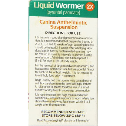 Durvet Liquid Wormer 2x for Puppies and Adult Dogs 2 oz.