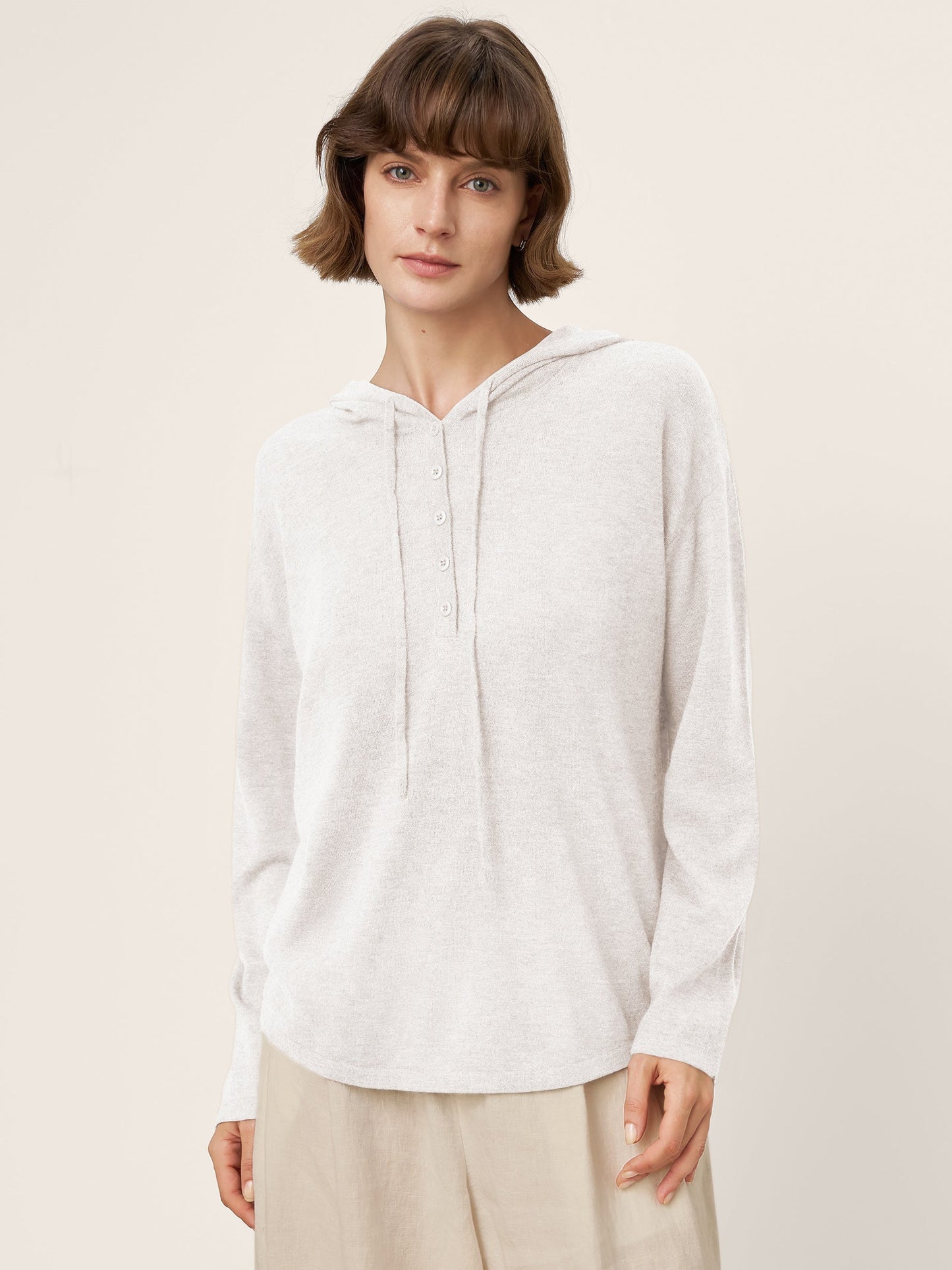 100% Extra-Fine Merino Wool Knit Hooded Sweatshirt SIA