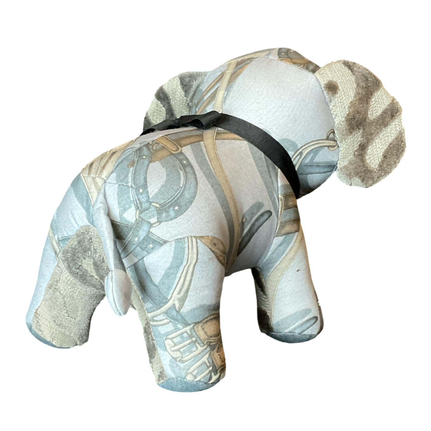 Gray Equestrian Vintage Silk Scarf Lucky Elephant