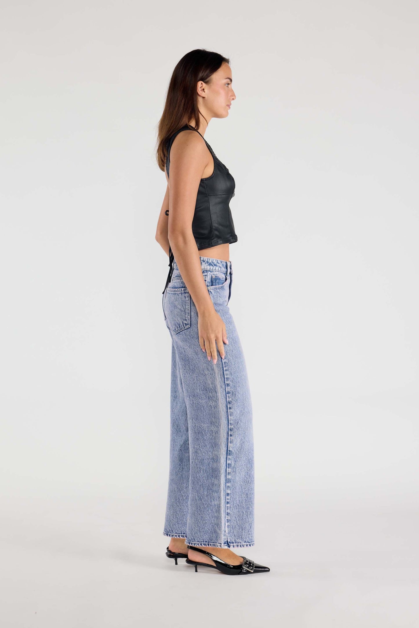 Mid Waist Relaxed Wide Leg Jeans