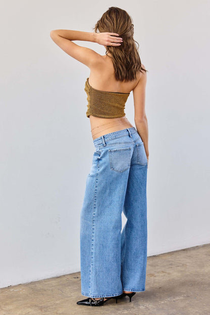 Low Waist Stone wash Baggy Wide Leg Jeans
