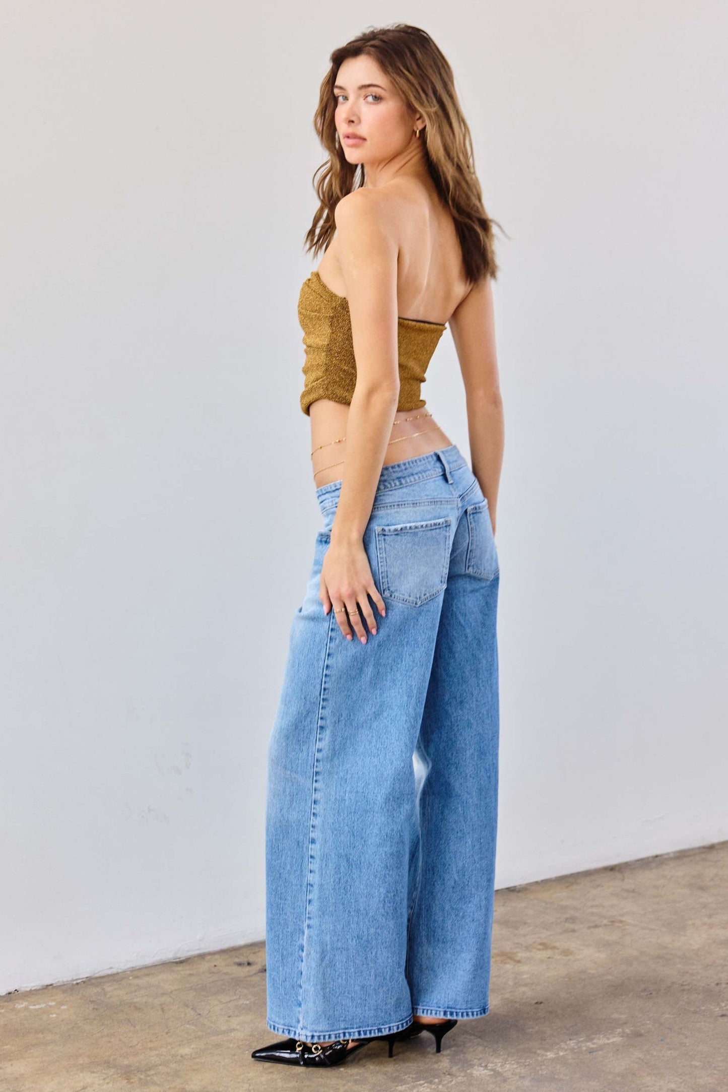 Low Waist Stone wash Baggy Wide Leg Jeans