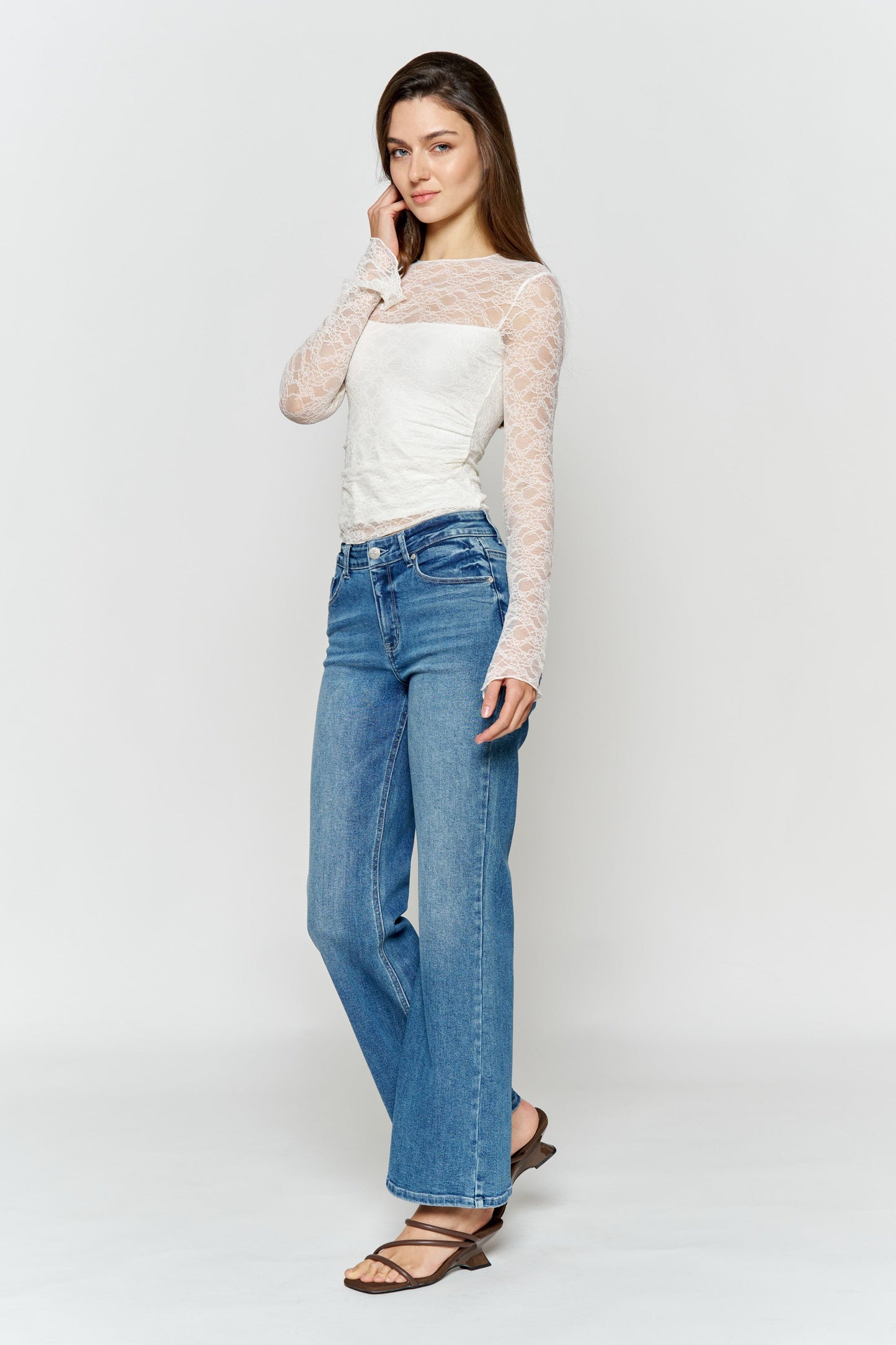High Rise Baby Wide Leg Jeans