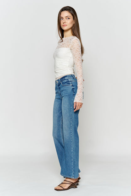 High Rise Baby Wide Leg Jeans