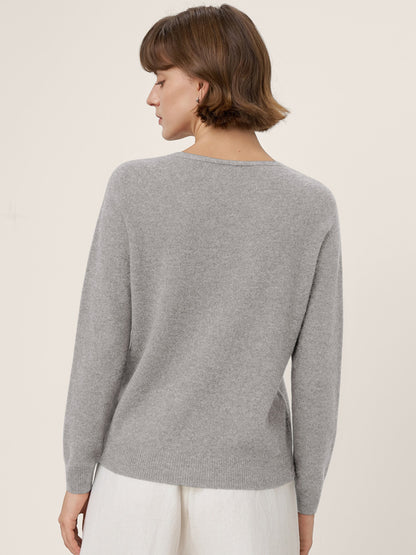 Premium Cashmere Blend Hand-Finished Seamless V-Neck Sweater SURI