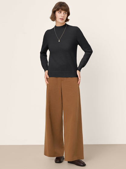 100% Mongolian Cashmere Seamless Wide Ribbed Edge Sweater MONA