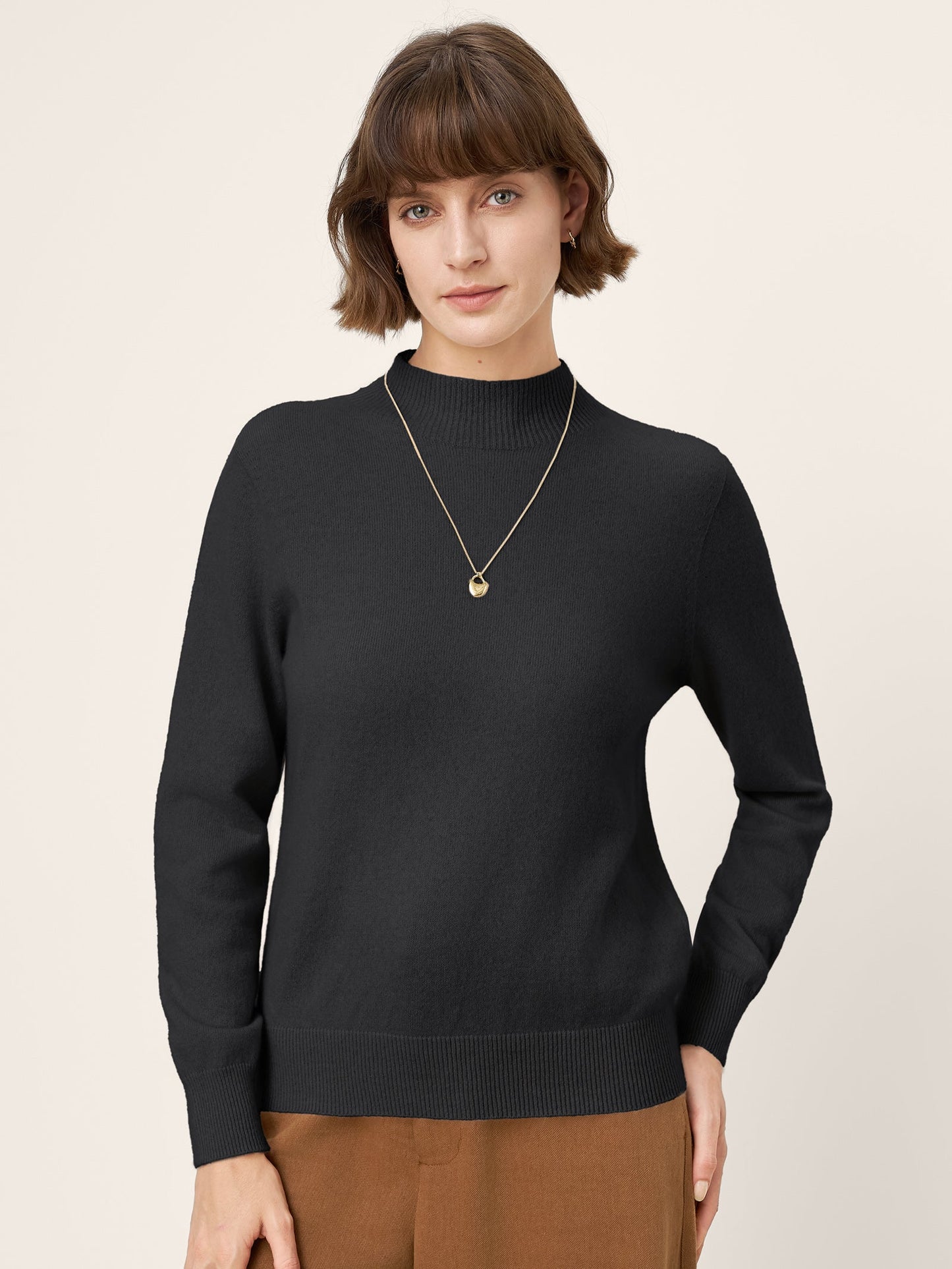100% Mongolian Cashmere Seamless Wide Ribbed Edge Sweater MONA