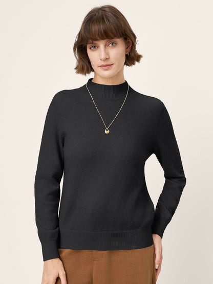 100% Mongolian Cashmere Seamless Wide Ribbed Edge Sweater MONA