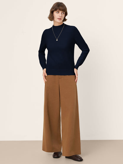 100% Mongolian Cashmere Seamless Wide Ribbed Edge Sweater MONA