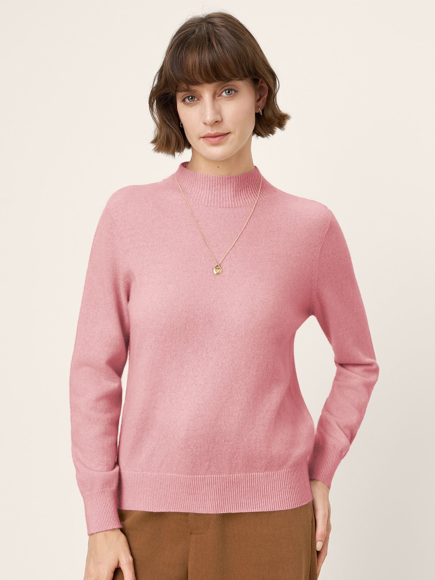 100% Mongolian Cashmere Seamless Wide Ribbed Edge Sweater MONA