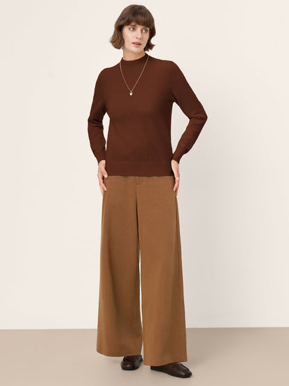 100% Mongolian Cashmere Seamless Wide Ribbed Edge Sweater MONA